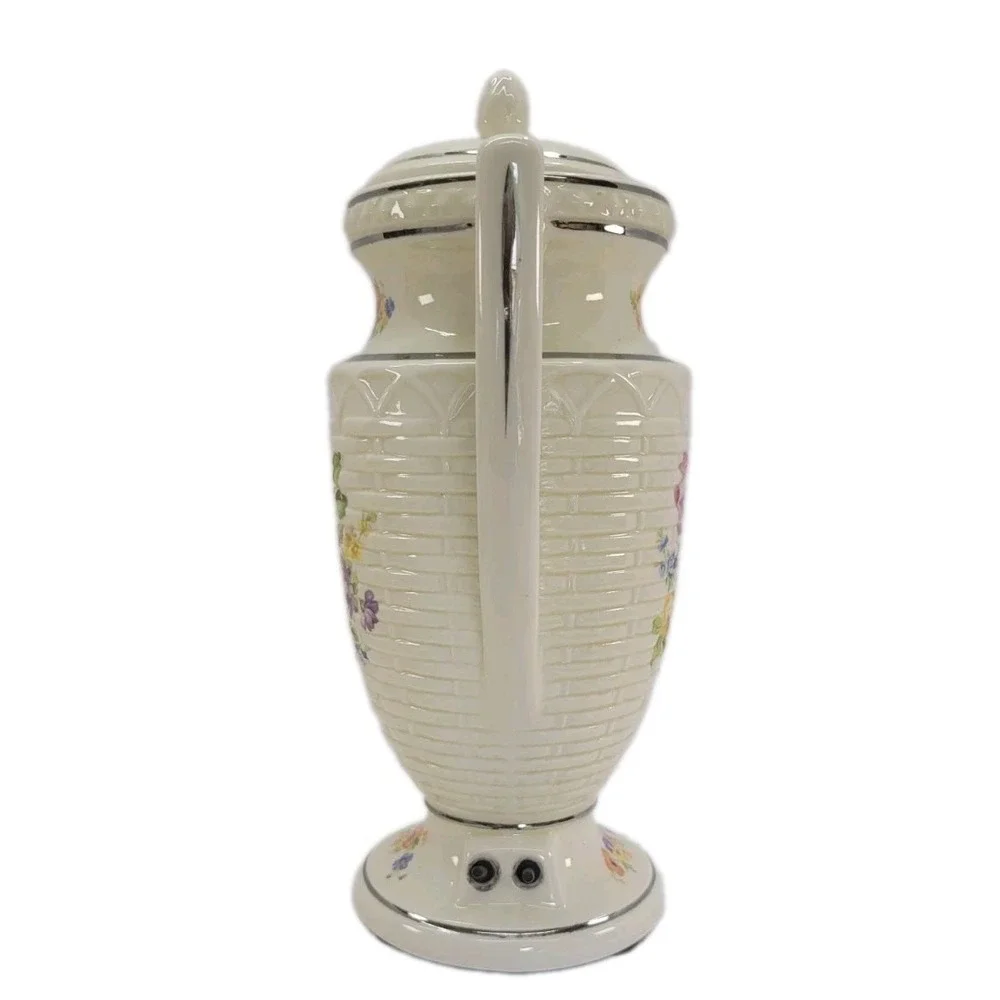 Vtg 30s-40s PORCELIER Basketweave Floral Electric Coffee Percolator No Cord READ